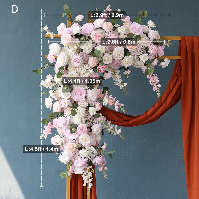 Light Pink Rose Triangle Flower Row Half Ball Wedding Proposal Decor - KetieStory