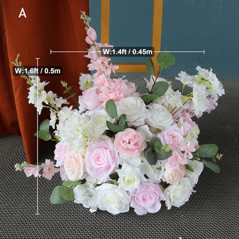 Light Pink Rose Triangle Flower Row Half Ball Wedding Proposal Decor