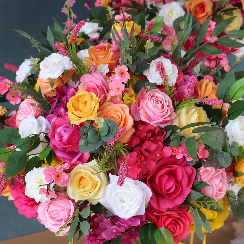 Colorful Flower Arrangement Flower Row Wedding Flower - KetieStory