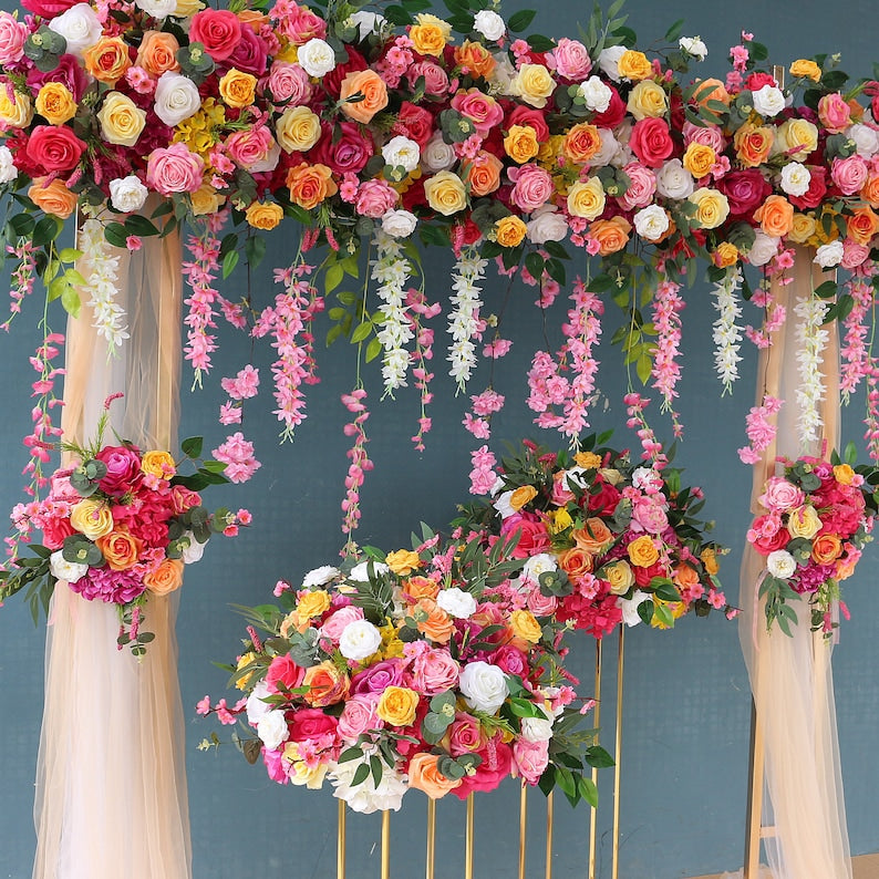 Colorful Flower Arrangement Flower Row Wedding Flower - KetieStory