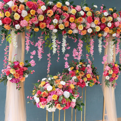 Colorful Flower Arrangement Flower Row Wedding Flower - KetieStory