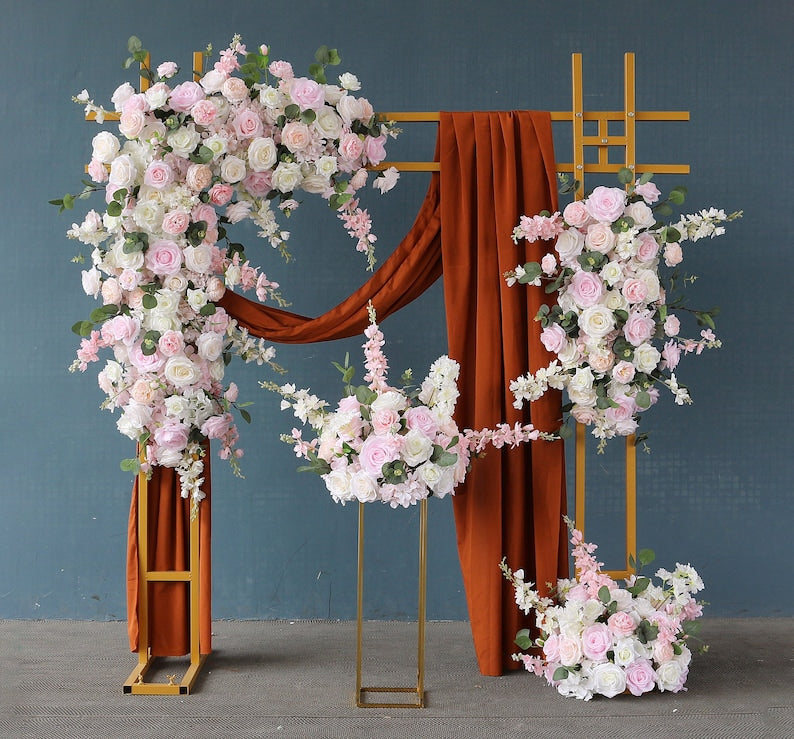 Light Pink Rose Triangle Flower Row Half Ball Wedding Proposal Decor