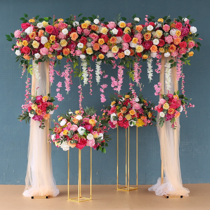 Colorful Flower Arrangement Flower Row Wedding Flower - KetieStory
