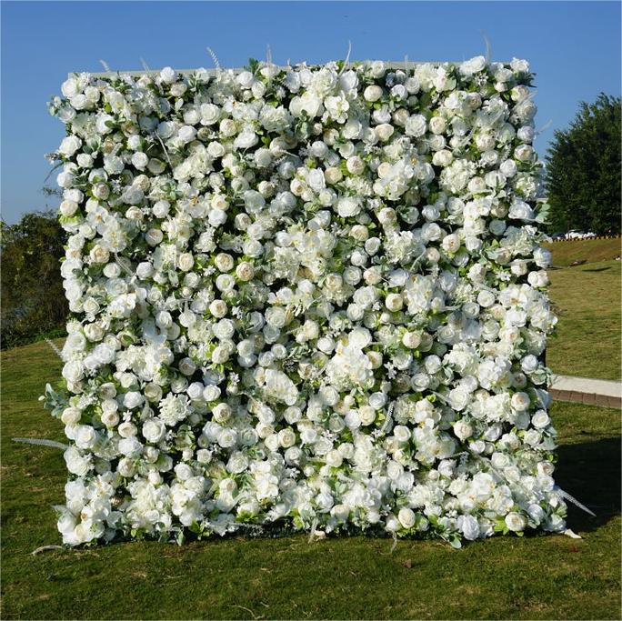Flower Wall White Peony Fabric Rolling Up Curtain Floral Backdrop Wedding Party Proposal Decor