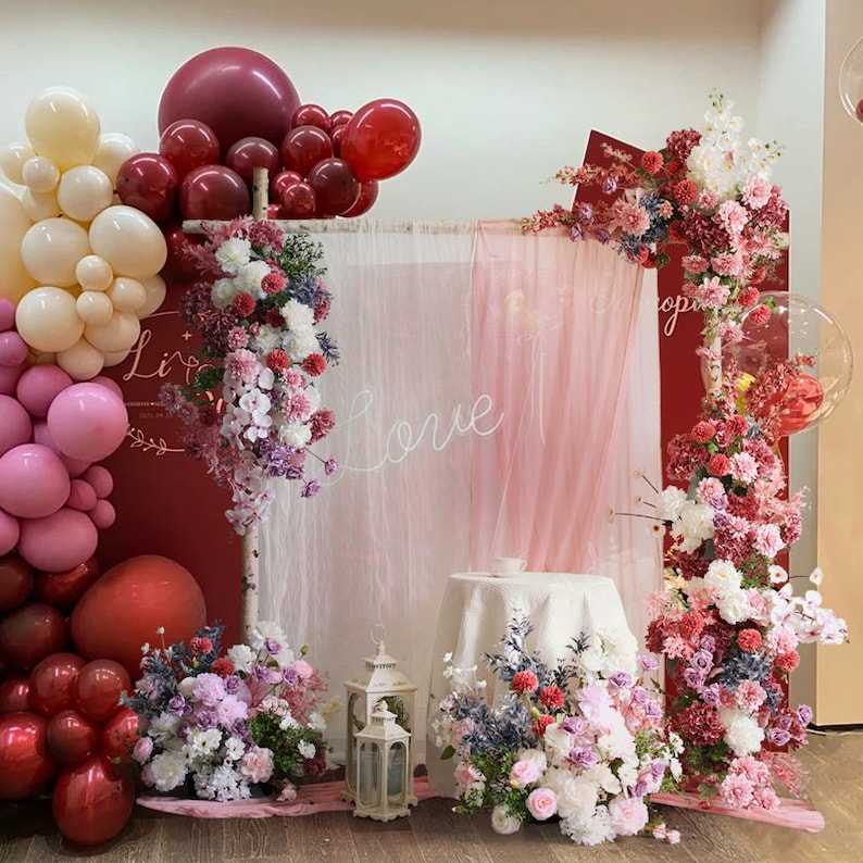 Red Pink Wedding Arch for Wedding Party Decor Proposal - KetieStory