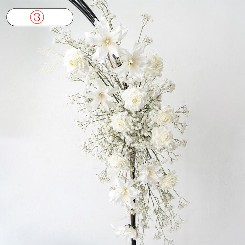 White Rose Gypsophila Arch Floral Frames for Wedding Party Decor Proposal - KetieStory