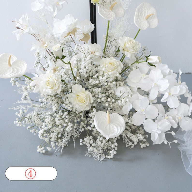 White Rose Gypsophila Arch Floral Frames for Wedding Party Decor Proposal - KetieStory