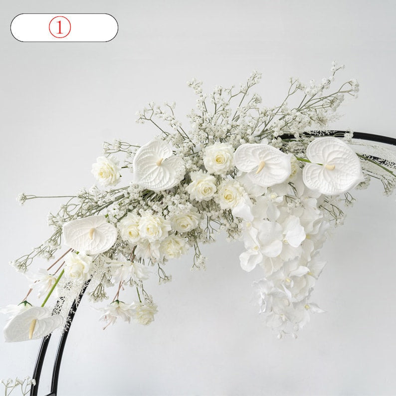 White Rose Gypsophila Arch Floral Frames for Wedding Party Decor Proposal - KetieStory