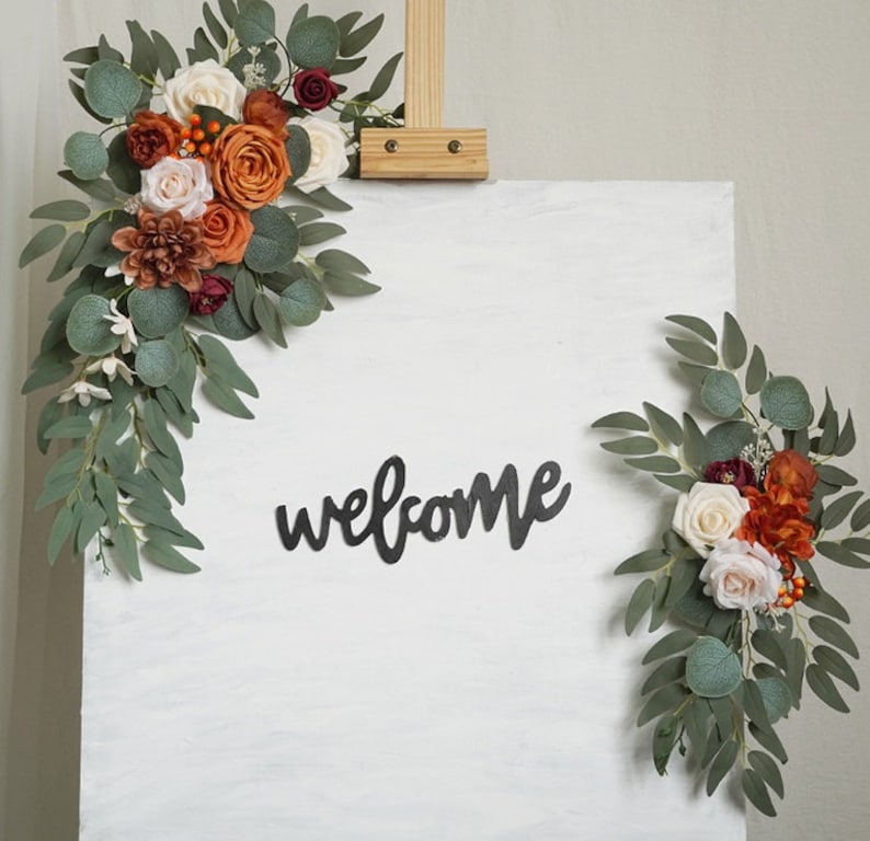 Orange Champagne Sign Flowers for Wedding Party Decor Proposal - KetieStory