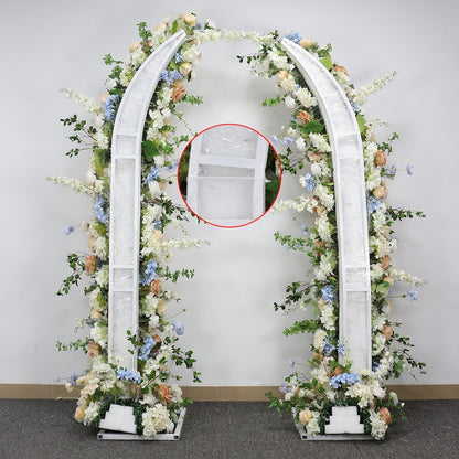 Champagne Rose Floral Arrangement White Blue Series Horn Arch Set - KetieStory