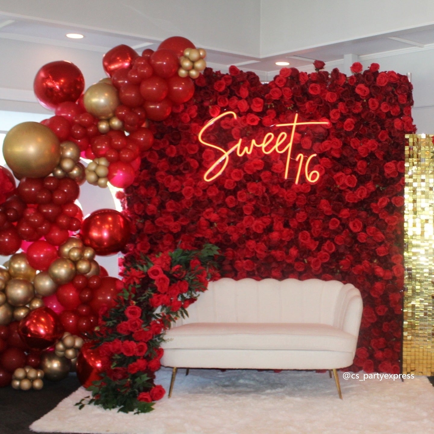 Flower Wall Fabric Artificial 5D Red Roses Rolling Up Floral Wedding Backdrop