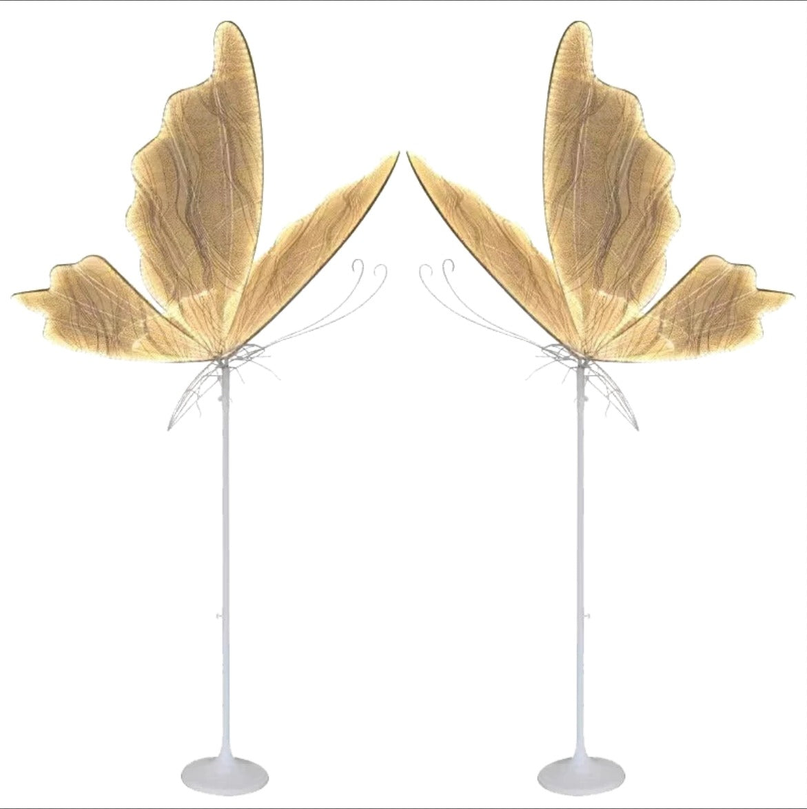 Set of 2 LED Butterfly Light Gold Party Lights T-Walk Road Lead Stage Lights for Event Wedding Decor Props