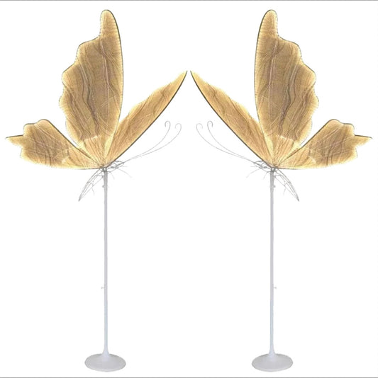 Set of 2 LED Butterfly Light Gold Party Lights T-Walk Road Lead Stage Lights for Event Wedding Decor Props - KetieStory