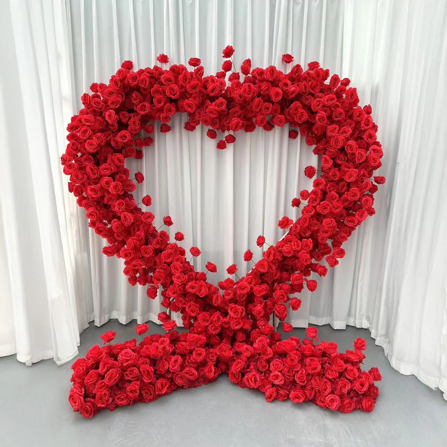 CP SALE 8*8ft Red Rose Heart Shaped Flower Arch with Stand and Free Handbags