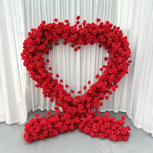 CP SALE 8*8ft Red Rose Heart Shaped Flower Arch with Stand and Free Handbags