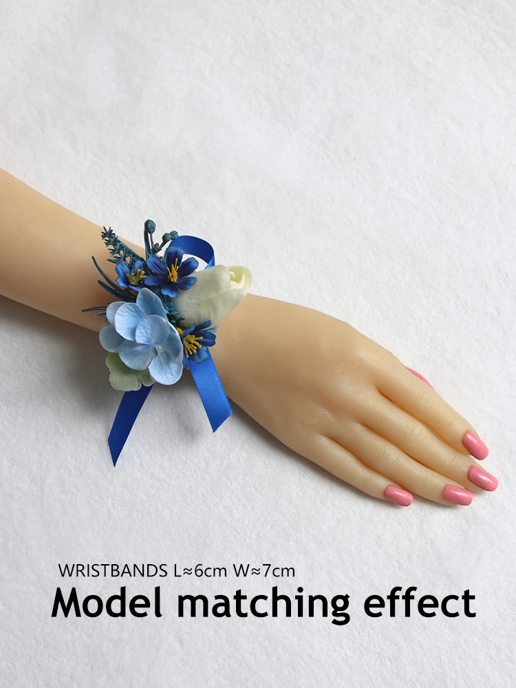 Wrist Flower Corsages Blue White Series for Wedding Party Proposal Decor - KetieStory