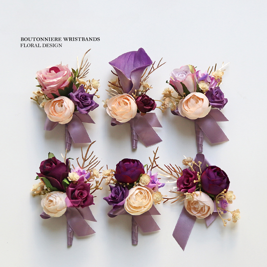 Wrist Flower Corsages Purple Rose Series for Wedding Party Proposal Decor - KetieStory