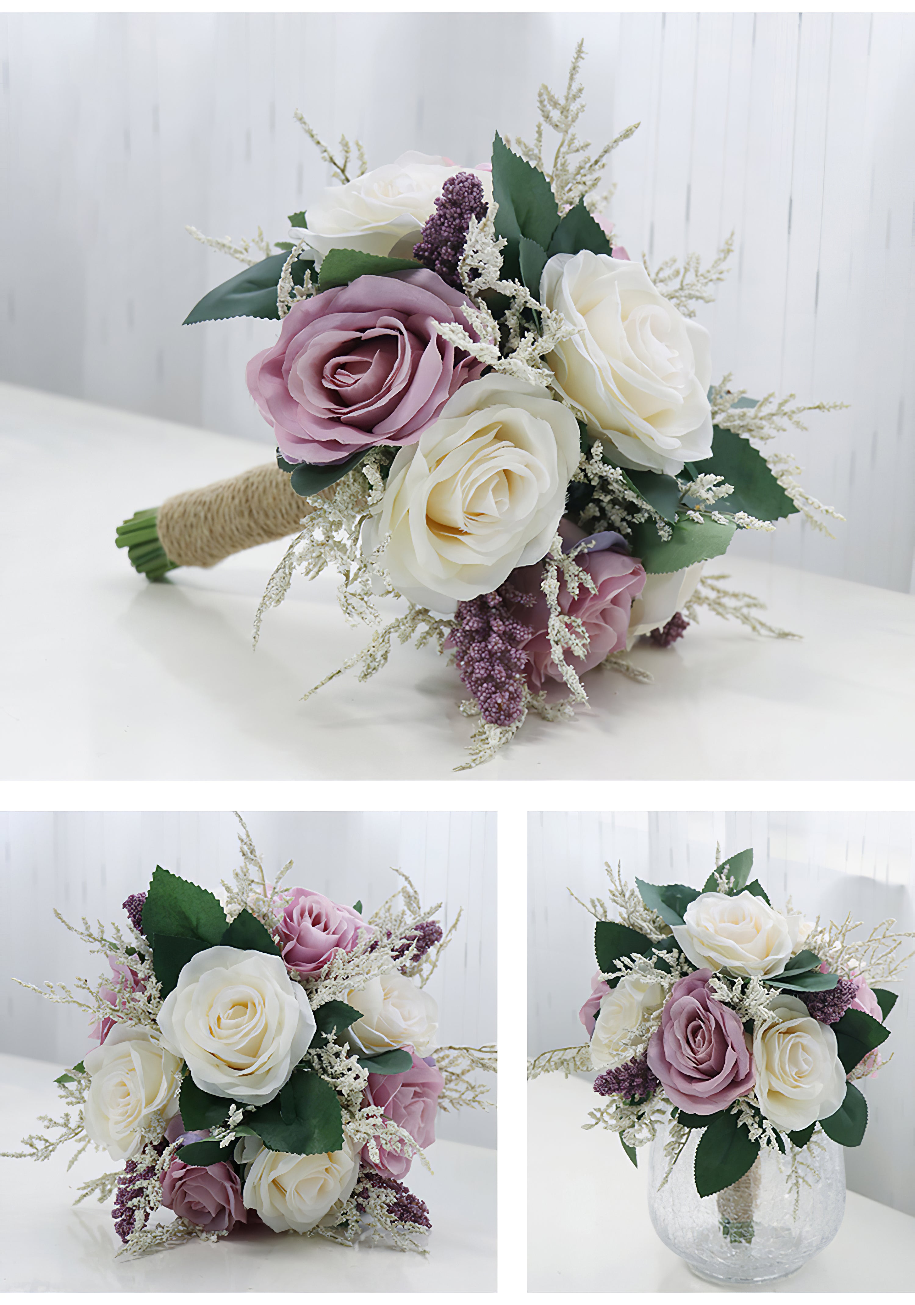Bridal Bouquet in Champagne Purple for Wedding Party Proposal