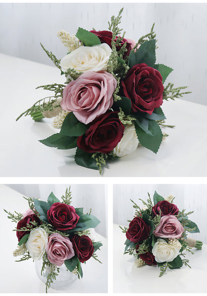 Bridal Bouquet in Champagne Red for Wedding Party Proposal - KetieStory