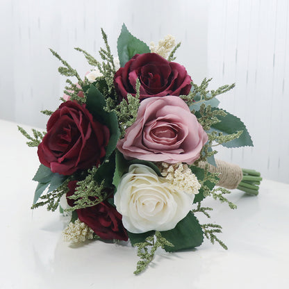 Bridal Bouquet in Champagne Red for Wedding Party Proposal - KetieStory