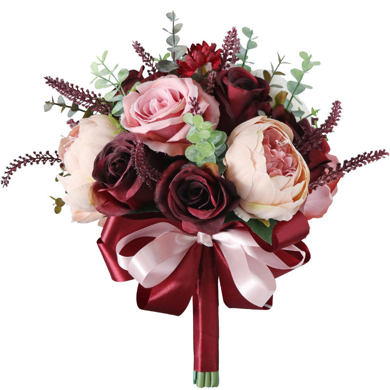 Bridal Bouquet in Dark Red Roses for Wedding Party Proposal