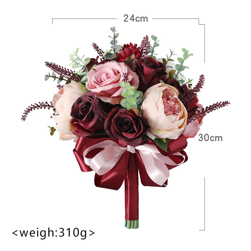Free Form Bridal Bouquet in Claret Lotus Root Powder