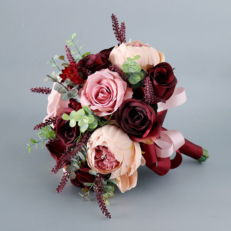 Bridal Bouquet in Dark Red Roses for Wedding Party Proposal
