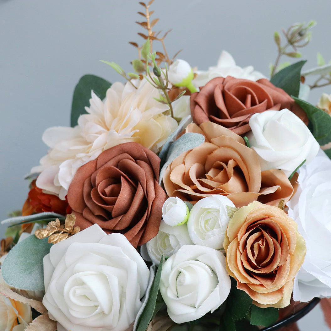 Cascade Bridal Bouquet in Champagne Orange for Wedding Party Proposal