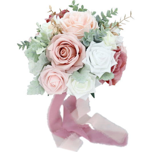 Bridal Bouquet White Pink for Wedding Party Proposal - KetieStory