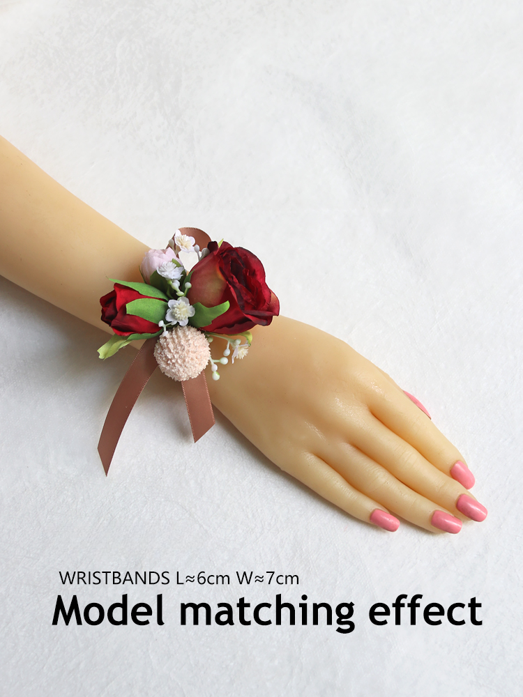 Wrist Flower Corsages Red Rose Series for Wedding Party Proposal Decor