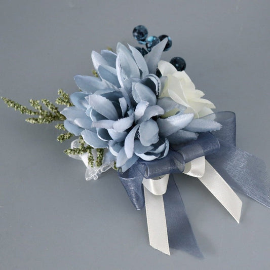 Wrist Flowers Blue for Wedding Party Proposal Decor - KetieStory