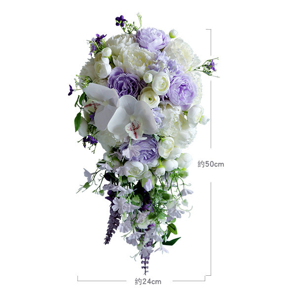 Cascade Bridal Bouquet in Purple White