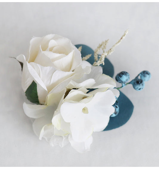 Wrist Flower Blue White Rose for Wedding Party Proposal Decor - KetieStory