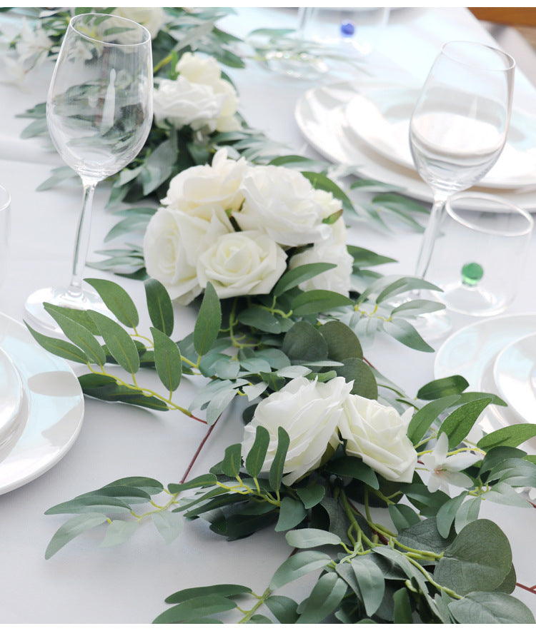 Table Flower Garland in white & Sage
