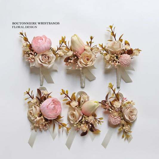 Wrist Flower Corsages Brown Series for Wedding Party Proposal Decor - KetieStory