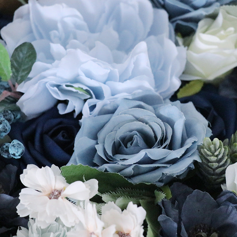 Flower Box Mixed Blue Silk Flower for Wedding Party Decor Proposal