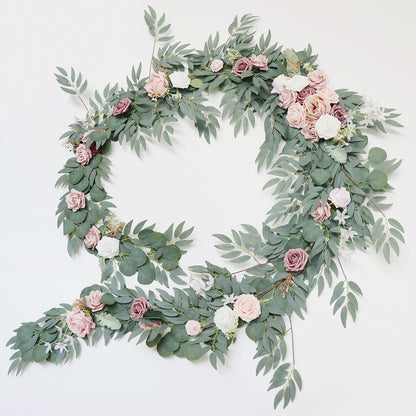 Table Flower Garland 270cm Pink & Sage for Wedding Party Proposal Decor - KetieStory