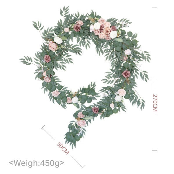 Table Flower Garland 270cm Pink & Sage for Wedding Party Proposal Decor - KetieStory