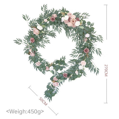 Table Flower Garland 270cm Pink & Sage for Wedding Party Proposal Decor - KetieStory