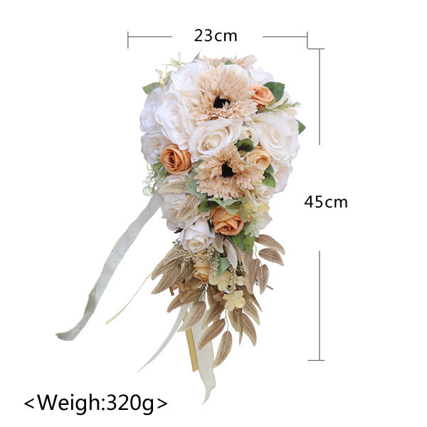 Cascade Bridal Bouquet Champagne Brown for Wedding Party Proposal
