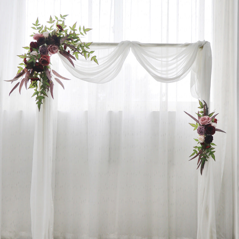 Wedding Arch Flowers Decor with Bean Paste Claret