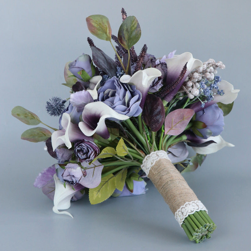 Bridal Bouquet in Gray Purple Hemisphere for Wedding Party Proposal