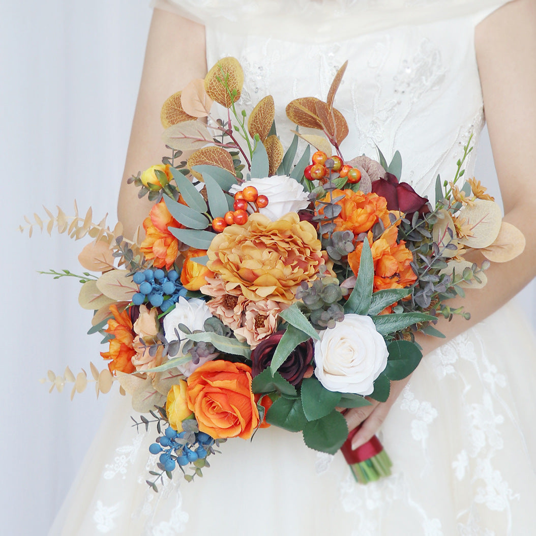Bridal Bouquet Orange for Wedding Party Proposal