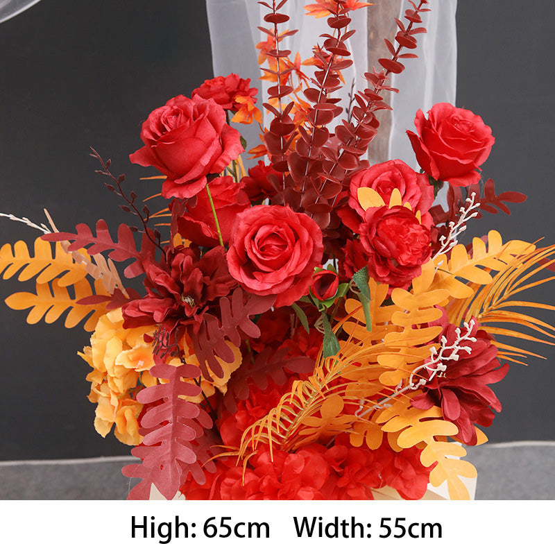 Red Orange Flowers Set for Wedding Party Decor Proposal