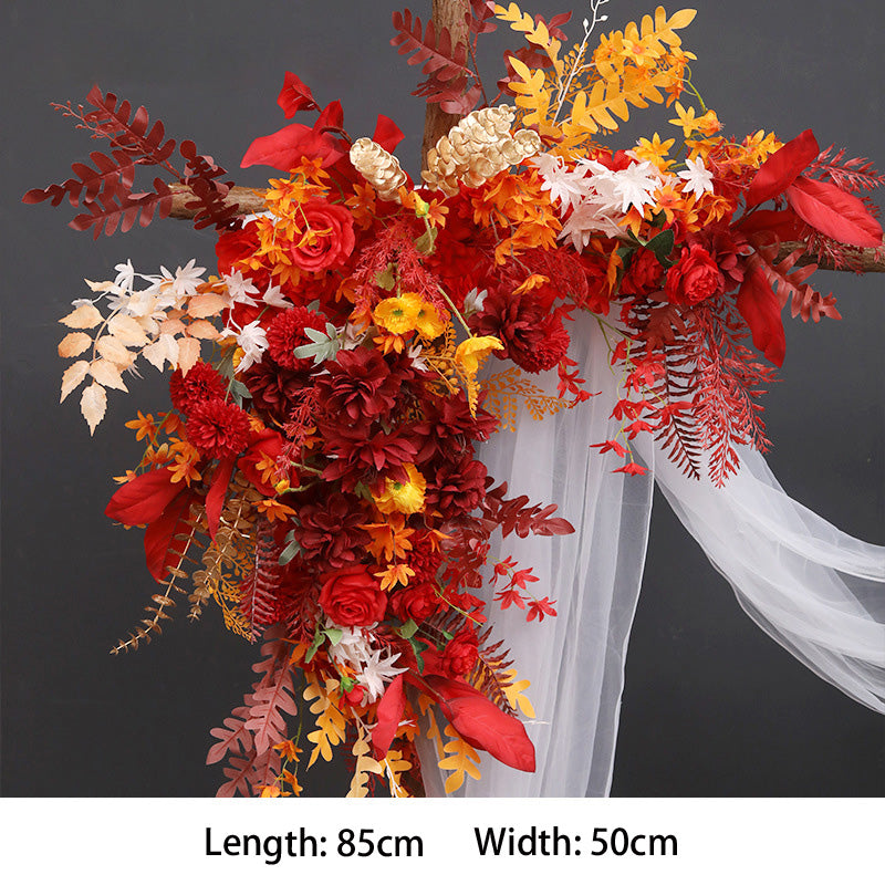 Red Orange Flowers Set for Wedding Party Decor Proposal