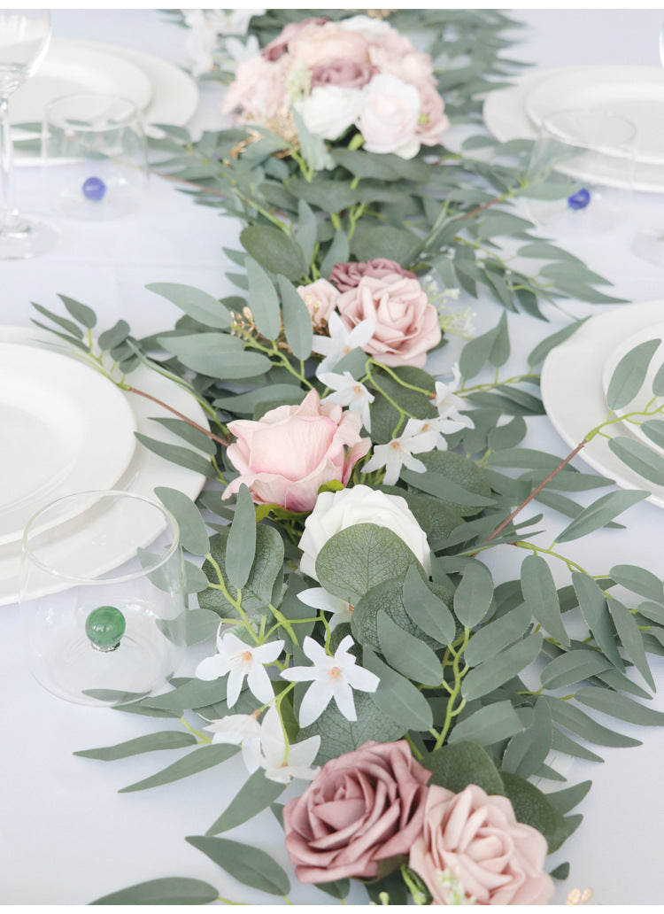 Table Flower Garland in Pink & Sage