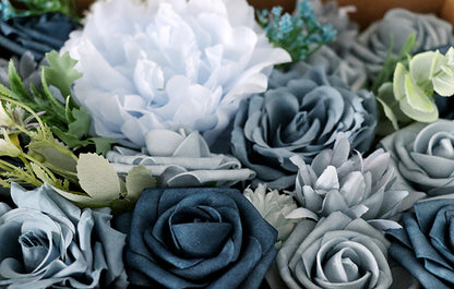 Flower Box Mixed Blue Silk Flower for Wedding Party Decor Proposal - KetieStory