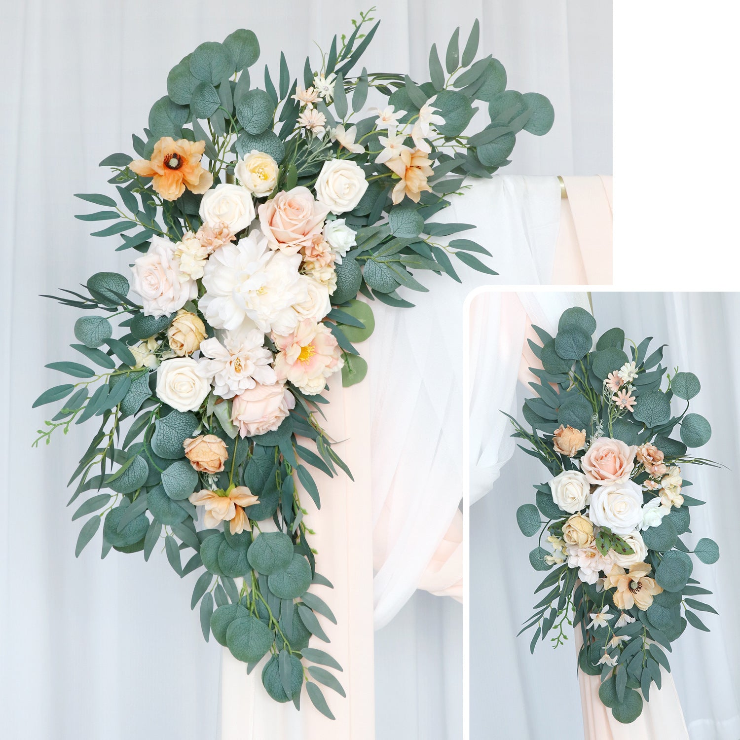 Light Champagne Arch Flowers for Wedding Party Decor
