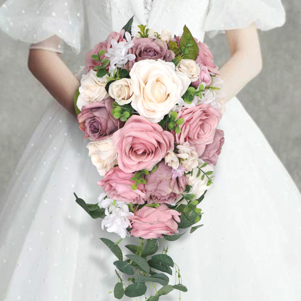 Bridal Bouquet Pink Roses for Wedding Party Proposal - KetieStory