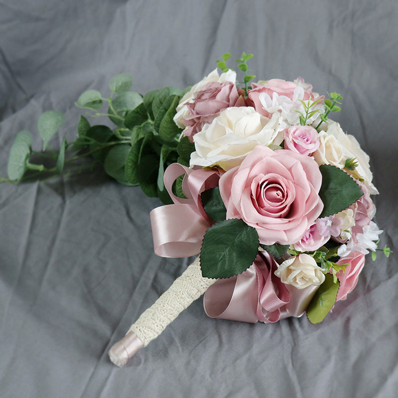 Bridal Bouquet Pink Roses for Wedding Party Proposal - KetieStory
